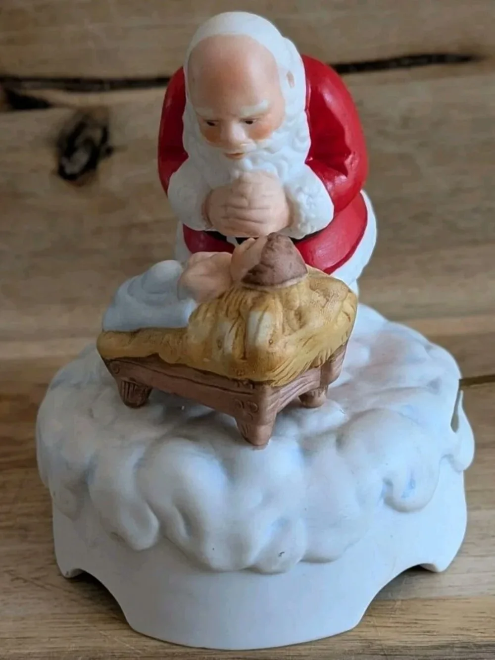 Vintage 1983 Roman Inc. Kneeling Santa Prayer Music Box  